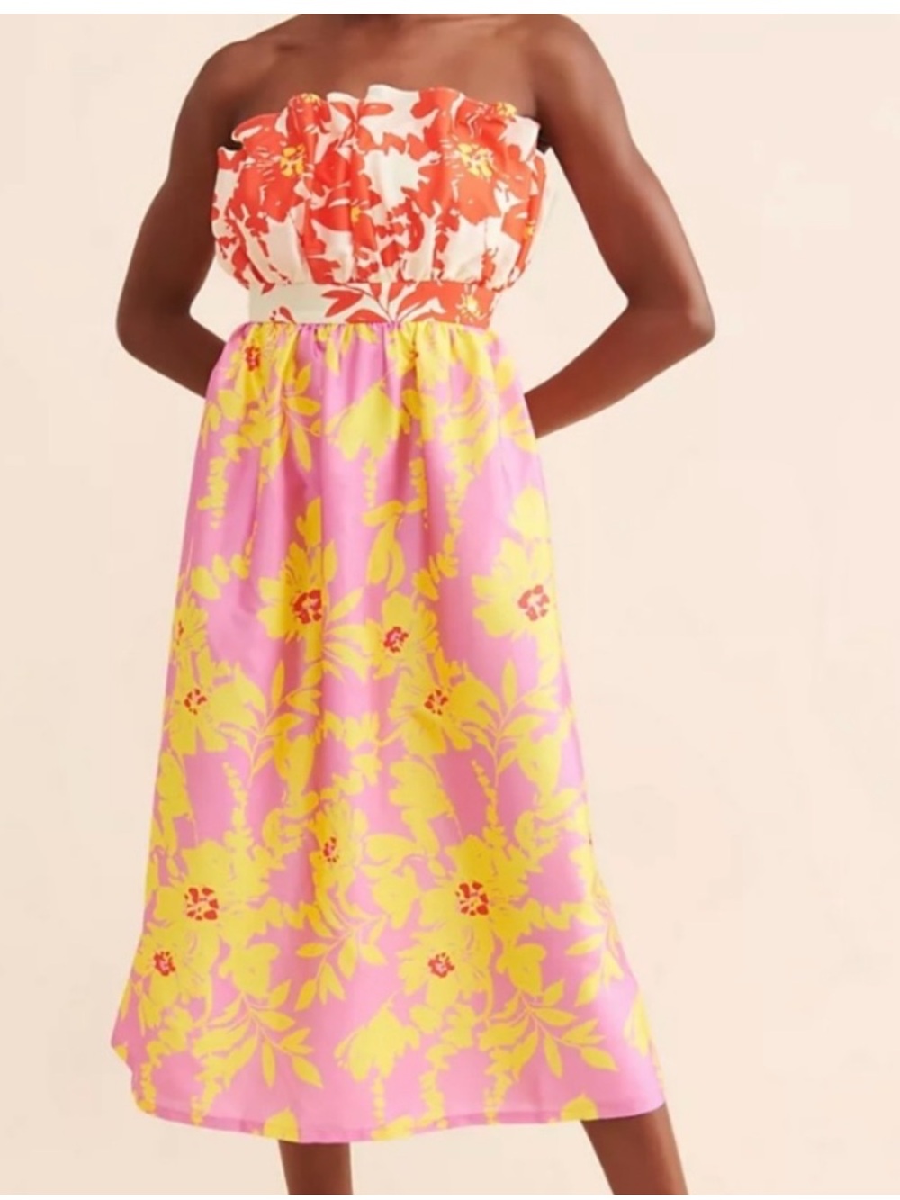 Anthropologie x Vineet Bahl Strapless Floral Dress Size Small Beach Vacation
